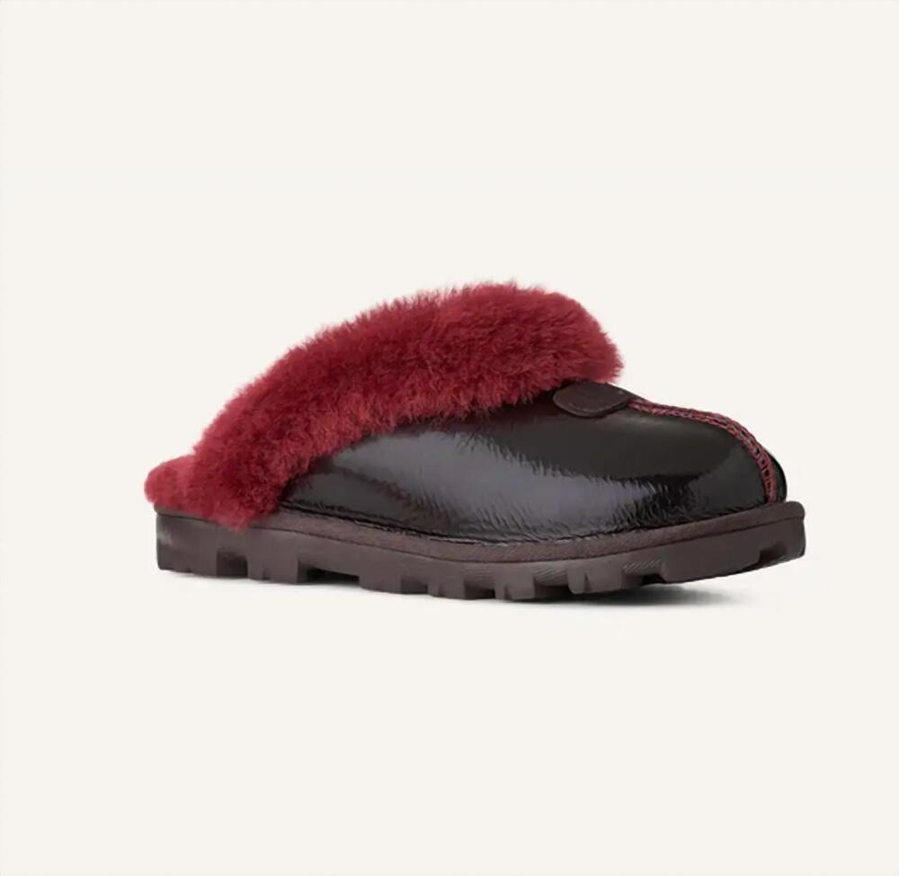 NEW UGG women's coquette crinkle slipper in dark caramel